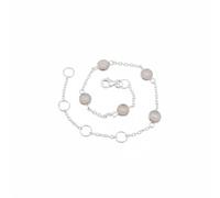 Divine Ornaments 925 Sterling Silver Gemstone Adjustable Station Chain Bracelet, Minimalist Everyday Stackable Jewelry, Available in Tourmaline, Opal, Garnet and Others (Rose Quartz)