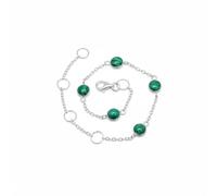 Divine Ornaments 925 Sterling Silver Gemstone Adjustable Station Chain Bracelet, Minimalist Everyday Stackable Jewelry, Available in Tourmaline, Opal, Garnet and Others (Silver)