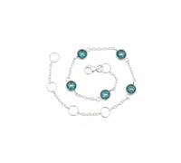 Divine Ornaments 925 Sterling Silver Gemstone Adjustable Station Chain Bracelet, Minimalist Everyday Stackable Jewelry, Available in Tourmaline, Opal, Garnet and Others (Blue Tourmaline)