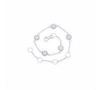 Divine Ornaments 925 Sterling Silver Gemstone Adjustable Station Chain Bracelet, Minimalist Everyday Stackable Jewelry, Available in Tourmaline, Opal, Garnet and Others (Milky Opalite)
