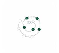 Divine Ornaments 925 Sterling Silver Gemstone Adjustable Station Chain Bracelet, Minimalist Everyday Stackable Jewelry, Available in Tourmaline, Opal, Garnet and Others (Green Onyx)