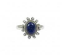 Divine Ornaments 925 Sterling Silver Handmade Ring with Natural Oval Gemstone Cabochon, 4g, 5x7mm Stone, Flower Design (Sunstone, US-10/UK-T)