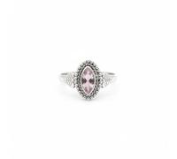 Divine Ornaments 925 Sterling Silver Marquise Cut Gemstone Ring with Leaf Accents, Handmade Jewelry For Her, Sizes H To V, 2.5 Gram (Amethyst, US- 7/ UK- N)