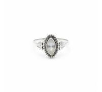 Divine Ornaments 925 Sterling Silver Marquise Cut Gemstone Ring with Leaf Accents, Handmade Jewelry For Her, Sizes H To V, 2.5 Gram (Rainbow Moonstone, US- 6/ UK- L)