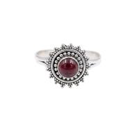 Divine Ornaments 925 Sterling Silver Natural Cabochon Gemstone Ring, Sizes H to V, 2.5g Turquoise, Garnet and other (Garnet, US- 4/UK- H)