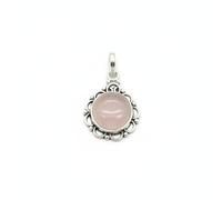 Divine Ornaments 925 Sterling Silver Natural Cabochon Pendant, Floral Design, Handmade, Nature Inspired, 3.2 gm, Amethyst, Rose Quartz and Others, No chain (Rose Quartz)