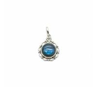 Divine Ornaments 925 Sterling Silver Natural Cabochon Pendant, Floral Design, Handmade, Nature Inspired, 3.2 gm, Amethyst, Rose Quartz and Others, No chain (Labradorite)