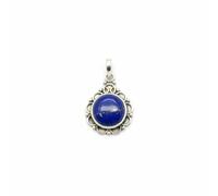 Divine Ornaments 925 Sterling Silver Natural Cabochon Pendant, Floral Design, Handmade, Nature Inspired, 3.2 gm, Amethyst, Rose Quartz and Others, No chain (Lapis Lazuli)