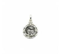 Divine Ornaments 925 Sterling Silver Natural Cabochon Pendant, Floral Design, Handmade, Nature Inspired, 3.2 gm, Amethyst, Rose Quartz and Others, No chain (Black Rutile)