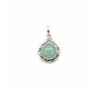 Divine Ornaments 925 Sterling Silver Natural Cabochon Pendant, Floral Design, Handmade, Nature Inspired, 3.2 gm, Amethyst, Rose Quartz and Others, No chain (Aqua Chalcedony)