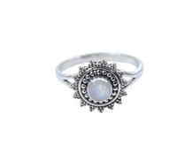 Divine Ornaments 925 Sterling Silver Natural Faceted Ring, Handmade Flower Design Gemstone, 2.5g, Citrine, Peridot and other (Cut Rainbow Moonstone, US- 11/UK- V)