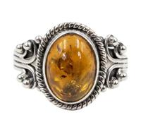 Divine Ornaments 925 Sterling Silver Natural Tourmaline Gemstone Ring, Oval Cabochon available in Yellow, Green, Pink Tourmaline, 5x7mm Stone, 3g (Yellow Tourmaline, US-10/UK-T)