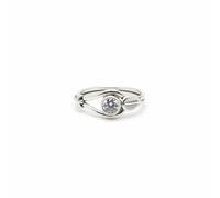 Divine Ornaments 925 Sterling Silver Ring, Nature Inspired Leaf Design Band, Faceted Gemstone, Handmade, 925 Stamped, Sizes H to V, Citrine, Topaz and Others (White Topaz, US- 6/UK- L)