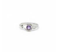 Divine Ornaments 925 Sterling Silver Ring, Nature Inspired Leaf Design Band, Faceted Gemstone, Handmade, 925 Stamped, Sizes H to V, Citrine, Topaz and Others (Amethyst, US- 6/UK- L)