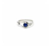 Divine Ornaments 925 Sterling Silver Ring, Nature Inspired Leaf Design Band, Faceted Gemstone, Handmade, 925 Stamped, Sizes H to V, Citrine, Topaz and Others (Simulated Sapphire, US- 6/UK- L)
