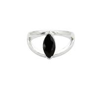 Divine Ornaments 925 Sterling Silver, Split Band, Handmade Natural Faceted Gemstone Jewellery, Iolite, Amethyst and Others (Cut Black Onyx, US- 9/UK- R)