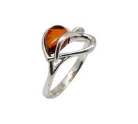 Divine Ornaments Baltic Amber 925 Sterling Silver Natural Gemstone Heart Design Ring, 2.2 gm, Handmade Ring Size J to V (US- 5/UK- J)