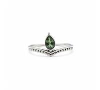 Divine Ornaments Handmade 925 Sterling Silver Ring, Pear-Cut Natural Gemstone, Tiara Style Band, Boho Designer Jewellery, Garnet, Opal and others (Green Apatite, US- 9/UK- R)