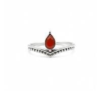 Divine Ornaments Handmade 925 Sterling Silver Ring, Pear-Cut Natural Gemstone, Tiara Style Band, Boho Designer Jewellery, Garnet, Opal and others (Cut Carnelian, US- 8/UK- P)