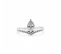 Divine Ornaments Handmade 925 Sterling Silver Ring, Pear-Cut Natural Gemstone, Tiara Style Band, Boho Designer Jewellery, Garnet, Opal and others (White Topaz, US- 11/UK- V)