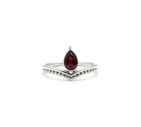 Divine Ornaments Handmade 925 Sterling Silver Ring, Pear-Cut Natural Gemstone, Tiara Style Band, Boho Designer Jewellery, Garnet, Opal and others (Cut Garnet, US- 8/UK- P)