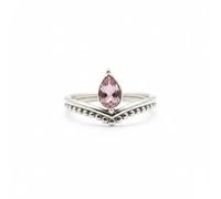 Divine Ornaments Handmade 925 Sterling Silver Ring, Pear-Cut Natural Gemstone, Tiara Style Band, Boho Designer Jewellery, Garnet, Opal and others (Pink Topaz, US- 11/UK- V)