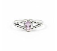 Divine Ornaments Handmade 925 Sterling Silver Split Band Ring with Natural Oval Gemstone, Boho Style, Sizes H to V, Garnet, Tourmaline and others (Pink Topaz, US- 7/UK- N)