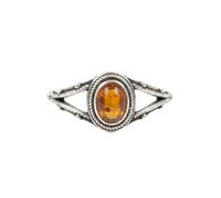 Divine Ornaments Handmade 925 Sterling Silver Split Band Ring with Natural Oval Gemstone, Boho Style, Sizes H to V, Garnet, Tourmaline and others (Yellow Tourmaline, US- 5/UK- J)