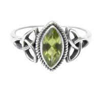 Divine Ornaments Sterling Silver Celtic Trinity Knot Ring with Marquise Natural Gemstone, 925 Silver, 5x7mm Stone (Peridot, US-6/UK-L)