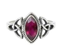 Divine Ornaments Sterling Silver Celtic Trinity Knot Ring with Marquise Natural Gemstone, 925 Silver, 5x7mm Stone (Reconstituded Ruby, US-6/UK-L)