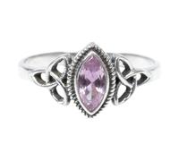 Divine Ornaments Sterling Silver Celtic Trinity Knot Ring with Marquise Natural Gemstone, 925 Silver, 5x7mm Stone (Pink Topaz, US-6/UK-L)