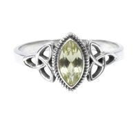Divine Ornaments Sterling Silver Celtic Trinity Knot Ring with Marquise Natural Gemstone, 925 Silver, 5x7mm Stone (Citrine, US-6/UK-L)