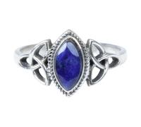 Divine Ornaments Sterling Silver Celtic Trinity Knot Ring with Marquise Natural Gemstone, 925 Silver, 5x7mm Stone (Reconstituded Sapphire, US-6/UK-L)