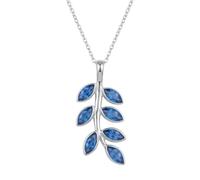 Divine Ornaments Sterling Silver Leaf Branch Pendant Necklace with Marquise Natural Gemstone, Handmade, 4 cm, including 18" Chain (Swiss Blue Topaz)