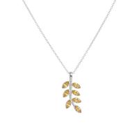 Divine Ornaments Sterling Silver Leaf Branch Pendant Necklace with Marquise Natural Gemstone, Handmade, 4 cm, including 18" Chain (Citrine)