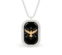 Divine Pigeon Pendant Necklace Fashion Jewelry Square Pendant with White Drill Border One Size