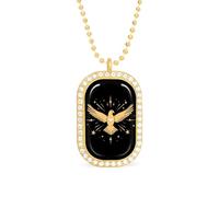 Divine Pigeon Pendant Necklace Fashion Jewelry Square Pendant with White Drill Border One Size