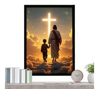 Divine Portrait, Illuminated Faith Frame, Spiritual Image Showcase, Glow in the Dark Wall Decor, Sacred Pictures for Residence, Hospitality Spaces, Religious Decorations for Celebrations