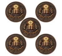 Divine Protection and Strength Commemorative Coin, Dual-Sided Christian Challenge Coin, John 3:16 Holy Bible Christian Faith Collectible Coins, Religious Gift for Men and Women (5pcs)