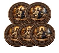 Divine Protection and Strength Commemorative Coins, Dual-Sided Christian Challenge Coin with "JESUS CHRIST, KING OF KINGS" Quotes, Vintage Bronze Finish Faith Coin, Inspirational Gifts (5pcs)