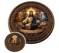 Divine Protection and Strength Commemorative Coins, Dual-Sided Christian Challenge Coin with "JESUS CHRIST, KING OF KINGS" Quotes, Vintage Bronze Finish Faith Coin, Inspirational Gifts (1pcs)