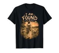 Divine Shepherd Found Lamb Christian Faith Art Value Graphic T-Shirt, Men, Black, M
