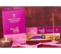 Divine Soul White Sage & Lavender Incense Sticks - 3 Pack Set with JRose Incense Burner - Calming & Cleansing for Meditation, Yoga & Home Fragrance