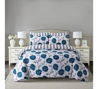 Divine Textiles Easy Care 2 Pcs Reversible Pattern Printed Duvet Cover Set With 2 Pillow Cases, Single 135 x 200 - Teal Flower