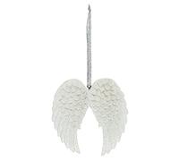 Divine White Resin Double Glitter Angel Wing Hanging Decoration - 7cm x 6.5cm (1 Pc.) - Durable Material & Exquisite Design - Ideal for Home Decor