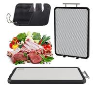 Divinebeez - Stainless Steel Cutting Board for Kitchen, Double Sided Stainless Steel and PP Wheat Straw, Non-Slip with Juice Groove, Scratch Resistant, Large Cutting Board