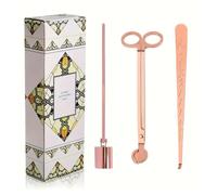 DIVINELY CANDLES® 3 in 1 Candle Wick Timmer Set Strong Metal Candle Care Kit with Candle Wick Cutter, Candle Snuffer and Candle Wick Dipper Stylish Package for Candle Lovers - Rose Gold