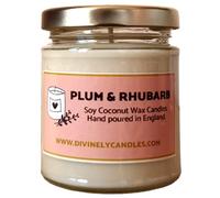 Divinely Candles® Plum and Rhubarb Soy Coconut Wax Candle - Eco Friendly, 40 Hour Burn Time, Hand-Poured, Non-Toxic
