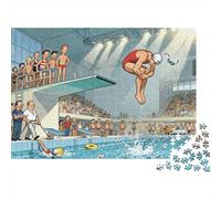 Diving 3m Springboard Chaos Wooden Jigsaw Puzzle Waterproof 1000 Piece Puzzles for Adults Challenging And Brainteasing Games