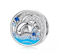 Diving Dolphin Charm Bead Ocean Sea Life Animal Genuine 925 Sterling Silver Compatible With Pandora Bracelet